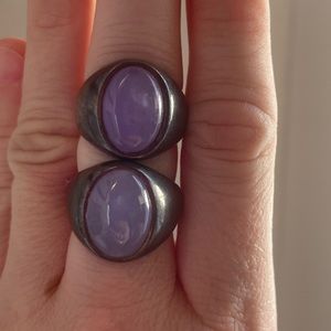 Matching Sterling Blue Chalcedony Signet Rings